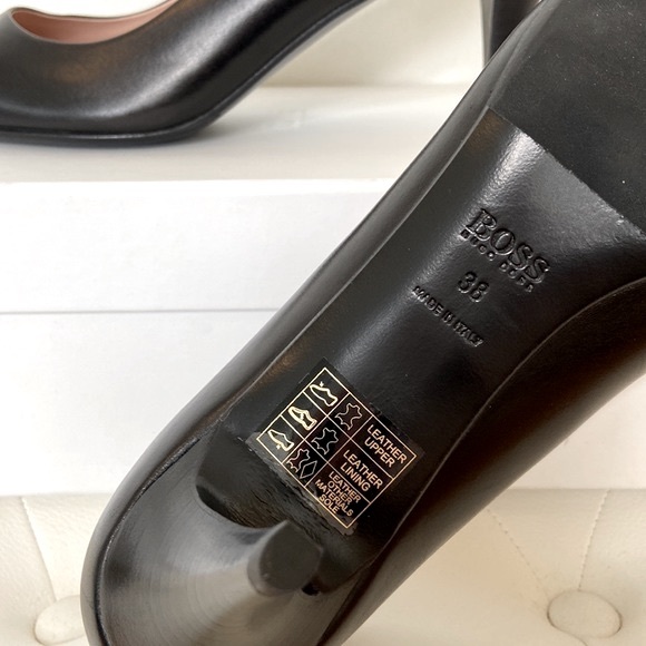 HUGO BOSS DAYLA BLACK LEATHER PUMP S SZ 8 - Picture 7 of 7